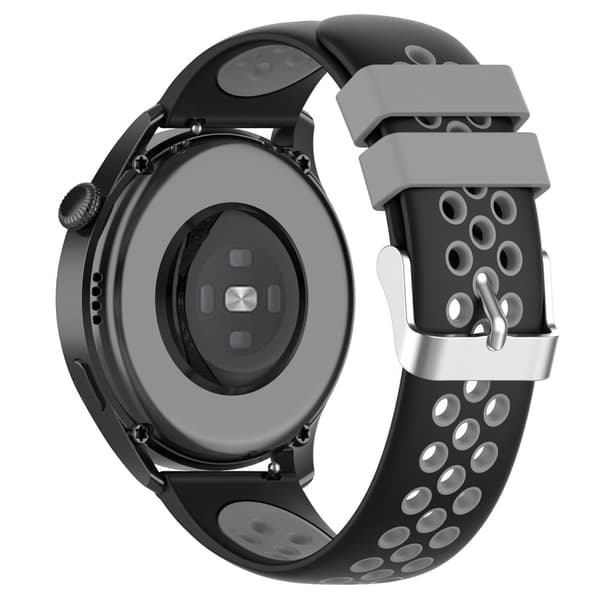 20 mm universellt dubbelfärgat klockarmband i silikon - Svart / Grå