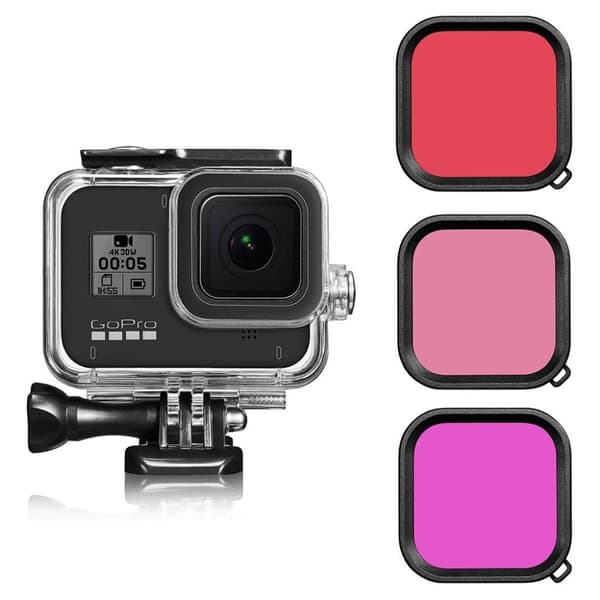 GoPro Hero 8 Black vattentätt fodral med trippellinsfilter
