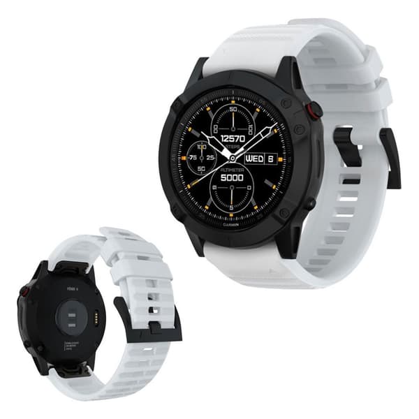 Garmin Fenix 6 / Fenix 5 Plus / Fenix 5 / Forerunner 935 / Quatix 5 / Quatix 5 Sapphire / Approach S60 / Instinct klockarmband i silikon - Vit