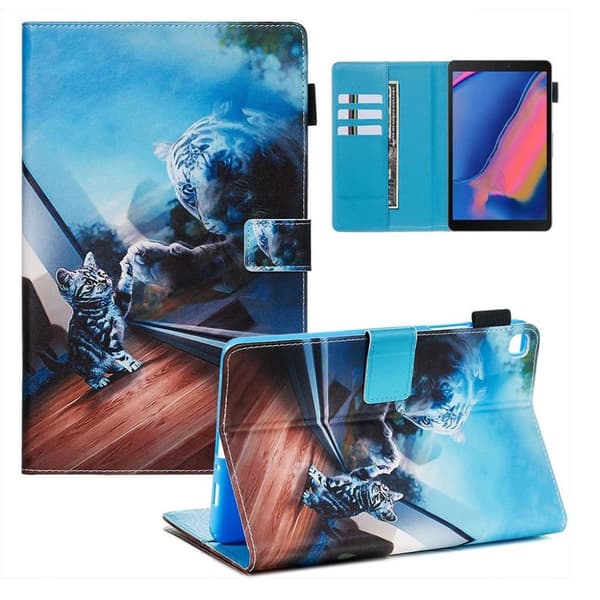 Samsung Galaxy Tab A 8.0 + S Pen (2019) Stilfuldt mønster læder flip etui - Kat og Tiger Reflektion