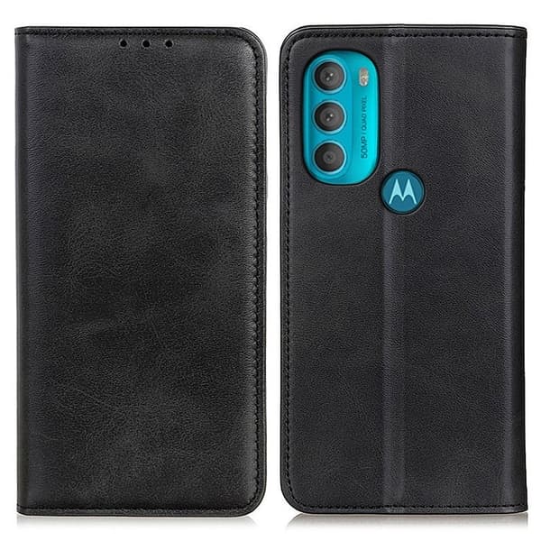 Äkta läder Motorola Moto G71 5G fodral - Svart