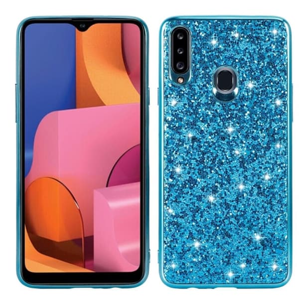Glitter Samsung Galaxy A20s skal - Blå