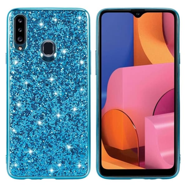 Glitter Samsung Galaxy A20s skal - Blå