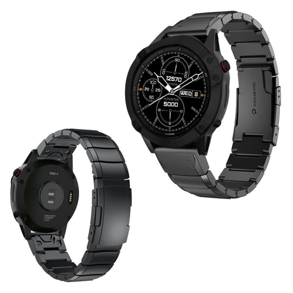 Garmin Fenix 6 klockarmband i massivt rostfritt stål - Svart