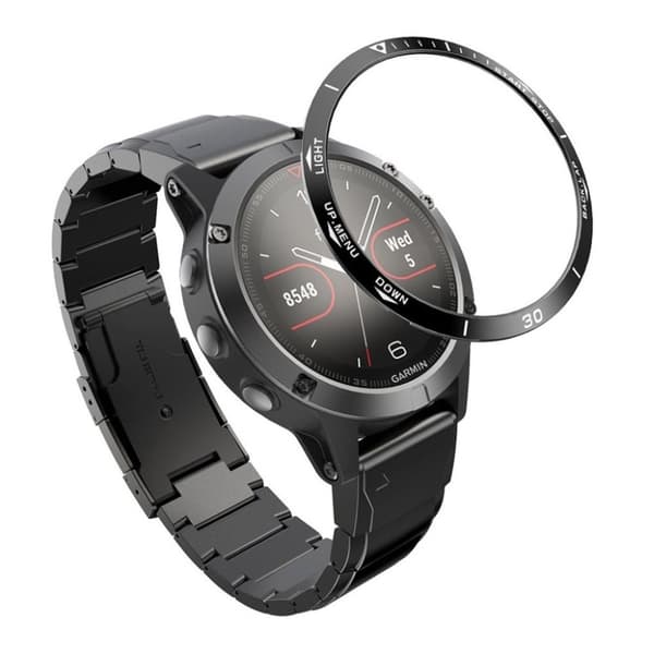 Garmin Fenix 5 med ram i rostfritt stål - Svart / Vit