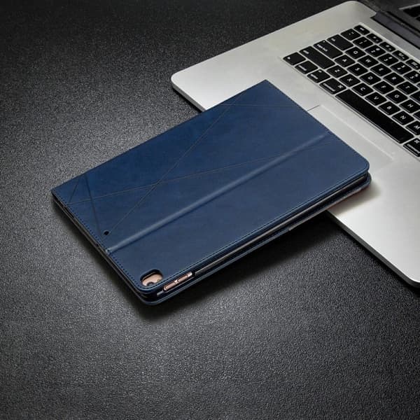 iPad 10.2 (2021) / (2020) / Air (2019) geometriskt mönstrat flipfodral i läder - Blå