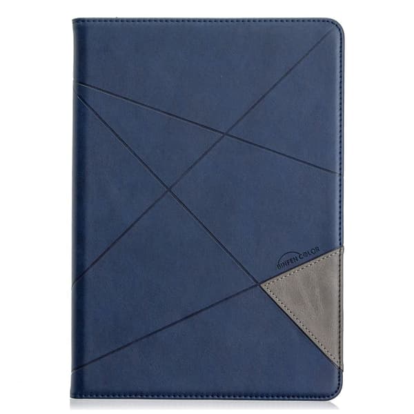 iPad 10.2 (2021) / (2020) / Air (2019) geometriskt mönstrat flipfodral i läder - Blå