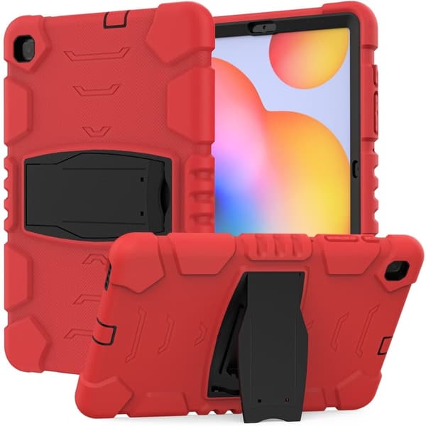 Samsung Galaxy Tab S6 Lite silikone cover med kickstand - Rød / Sort