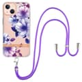Miniatyrbild 1 av 2: Tunt och tåligt mjukband med nyckelband för iPhone 13 - Lila Begonia