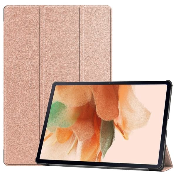 Samsung Galaxy Tab S7 FE tri-fold läderfodral - Roséguld