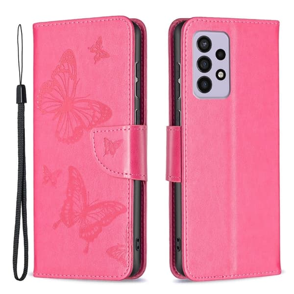 Butterfly läder Samsung Galaxy A33 5G fodral - Rosa