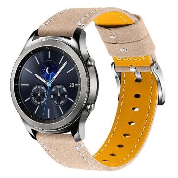 Ticwatch GTX / Pro klockarmband i koskinnläder med spänne i rostfritt stål - Aprikos