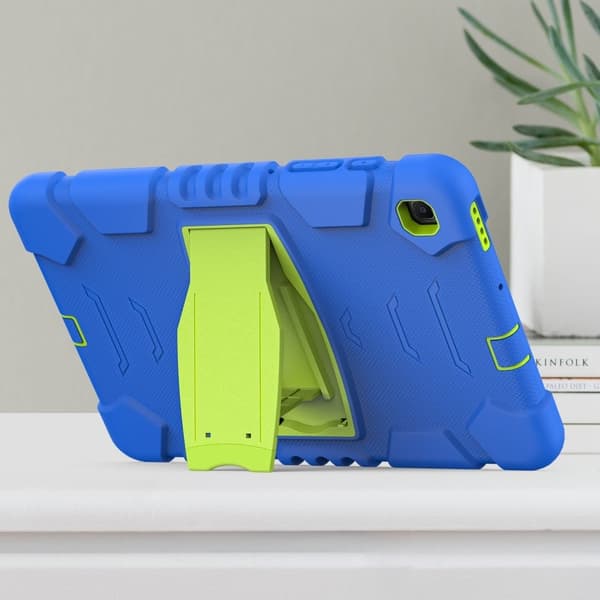 Samsung Galaxy Tab S6 Lite silikonfodral med kickstand - Blå / Lime