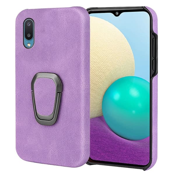 Stötsäkert läderfodral med oval kickstand för Samsung Galaxy M02 / A02 - Lila