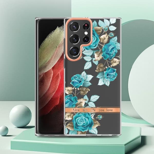 Supertunt och tåligt mjukfodral för Samsung Galaxy S22 Ultra - Blå Ros