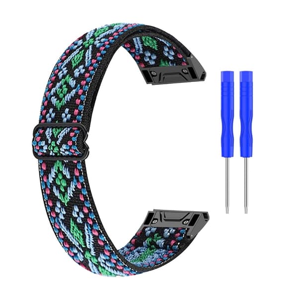 Elastiskt klockarmband i nylon med coolt mönster för Garmin-klocka - Grön