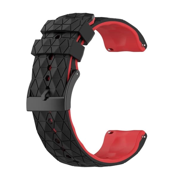 24 mm klockarmband i silikon med fotbollstextur för Sunnto-klocka - Svart / Röd
