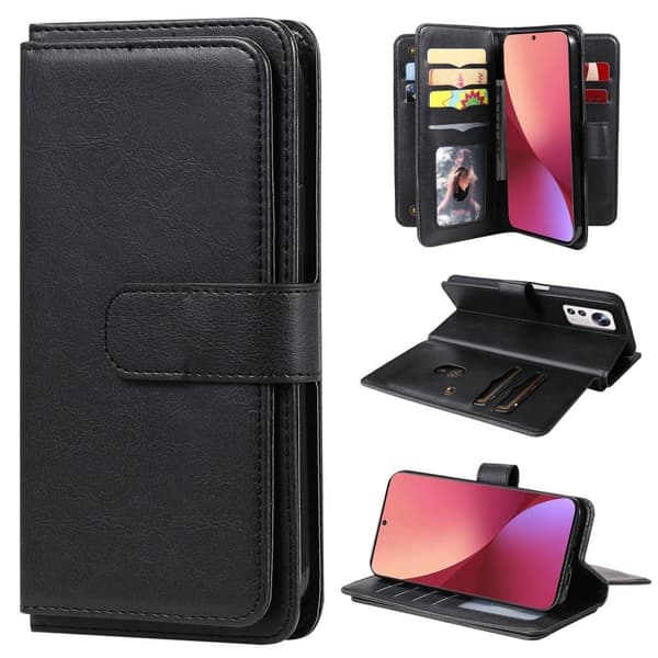 Lommebok-etui med 10 lommeseksjoner for Xiaomi 12X / Xiaomi 12 - Svart