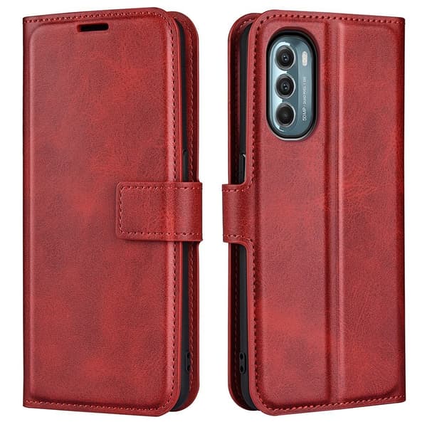 Hållbart konstläder Motorola Moto G (2022) fodral med plånbok - Röd