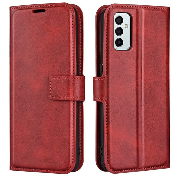 Hållbart konstläder Samsung Galaxy M23 fodral med plånbok - Röd