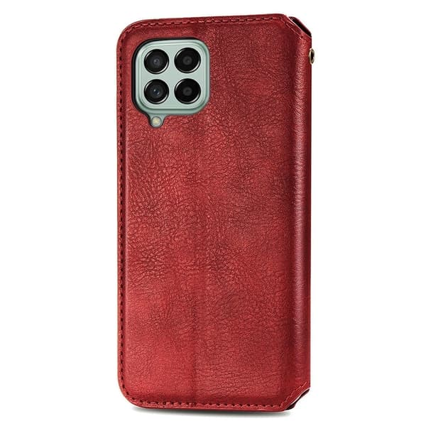 Läder Samsung Galaxy M33 5G fodral med romb-design - Röd
