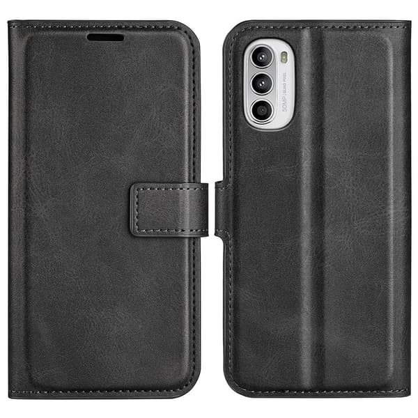 Hållbart konstläder Motorola Moto G52 / Motorola Moto G82 fodral med plånbok - Svart