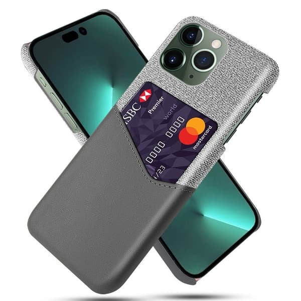 Bofink iPhone 14 Pro Max skal med korthållare - Silver/Grå