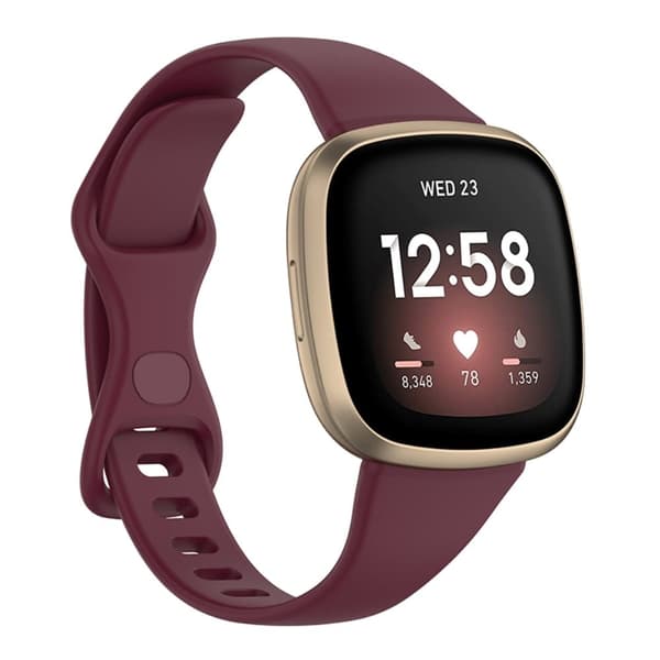 Fitbit Versa 4 / Sense enkelt klockarmband - Vinröd Storlek: S