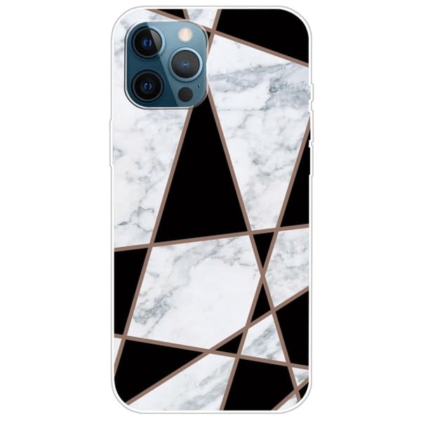 Marmormotiv iPhone 14 Pro skal - Svart Och Vit Marmor