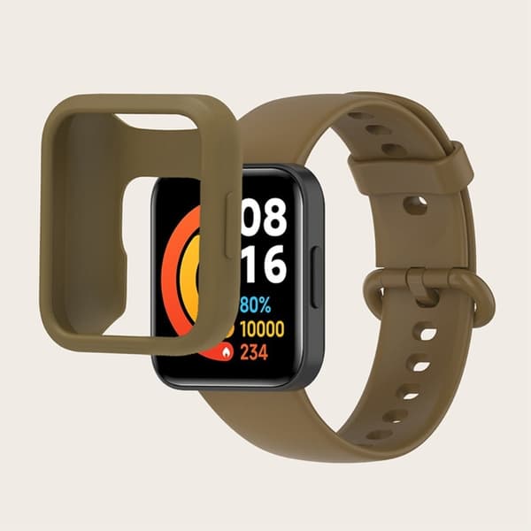 Xiaomi Redmi Watch 2 / Watch 2 Lite klockarmband och fodral i silikon - Ljus Kaffe