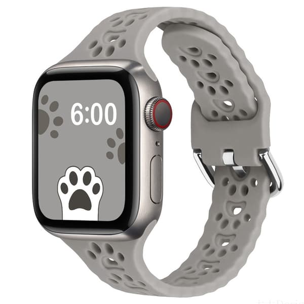 Apple Watch (41 mm) klockarmband i silikon med söt katt-tass - Grå