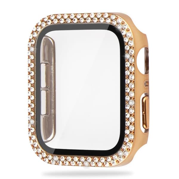 Apple Watch SE 2022 (44mm) rhinestone décor cover with tempered glass - Gold