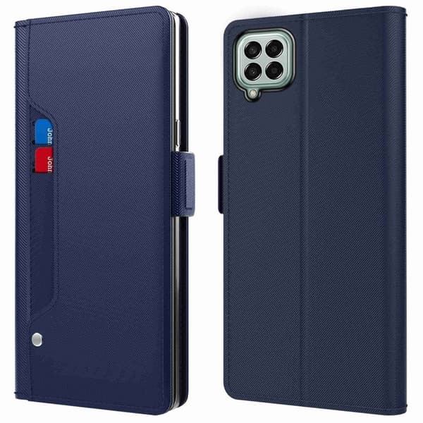Snyggt Samsung Galaxy M33 5G fodral med sminkspegel - Blå