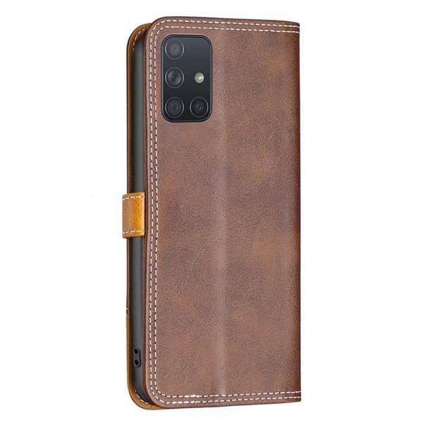 BINFEN tvåfärgat läder Samsung Galaxy A71 fodral - Brun