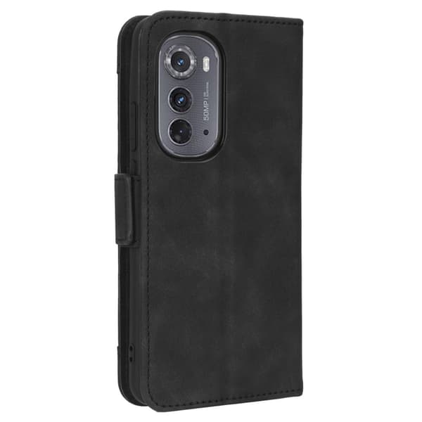 Modernt Motorola Moto Edge 2022 fodral med plånbok - Svart