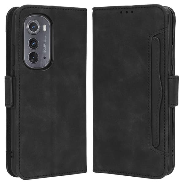 Modernt Motorola Moto Edge 2022 fodral med plånbok - Svart