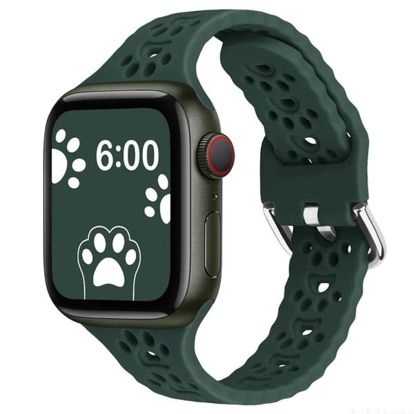 Apple Watch (41 mm) klockarmband i silikon med söt katt-tass - Olivgrön