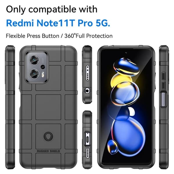 Rugged Shield Xiaomi Poco X4 GT / Xiaomi Redmi Note 11T Pro Plus / Xiaomi Redmi Note 11T Pro skal - Svart