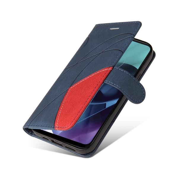 Texturerat läder Motorola Moto G71 5G fodral med handledsband - Blå