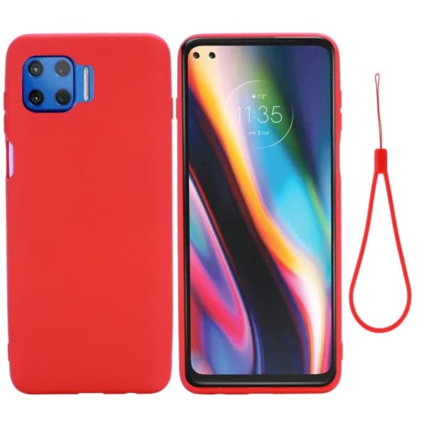 Matt Motorola Moto G 5G Plus skal av flytande silikon - Röd