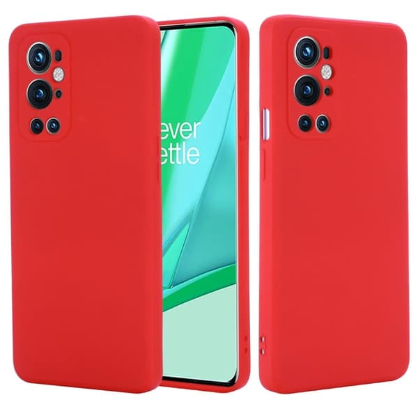 Matt OnePlus 9 Pro skal av flytande silikon - Röd