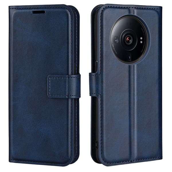 Hållbart konstläder Xiaomi 12S Ultra fodral med plånbok - Blå