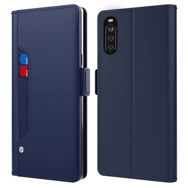 Phone Etui med Make-up Mirror og Slick Design til Sony Xperia 10 III Lite / 10 Iii - Blå