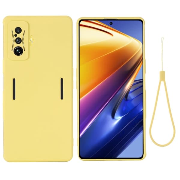 Matt Xiaomi Poco F4 GT / Xiaomi Redmi K50 Gaming skal av flytande silikon - Gul