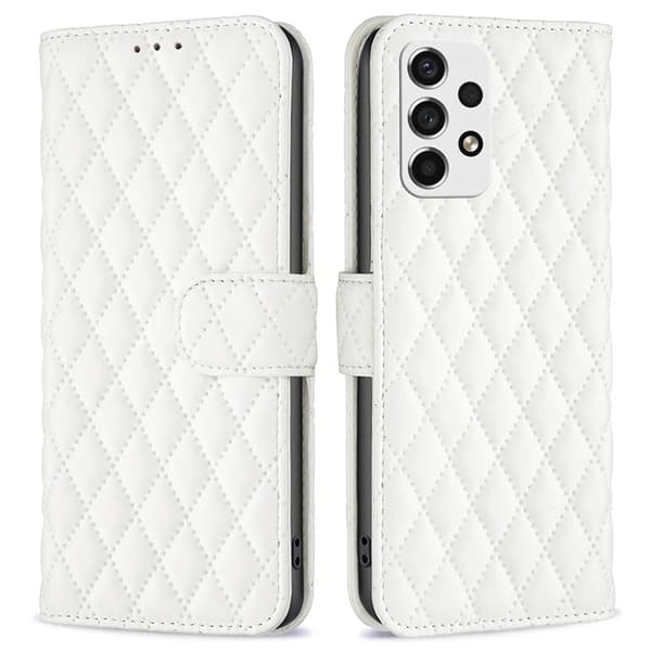 Matt Samsung Galaxy A53 5G fodral med rombmönster - Vit