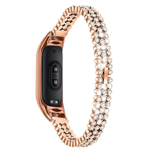 Klockarmband i rostfritt stål med strassdekor för Xiaomi Mi Band 7 - Roséguld