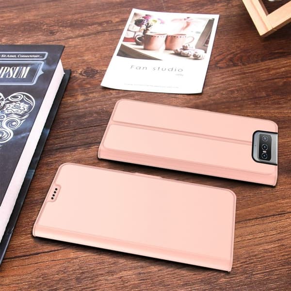 Smidigt och tunt PU-läder Asus Zenfone 8 Flip fodral - Rosa