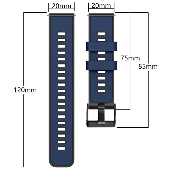 20 mm universellt dubbelfärgat klockarmband - Mörkblå / Svart