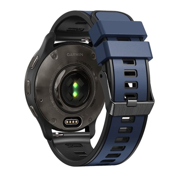 20 mm universellt dubbelfärgat klockarmband - Mörkblå / Svart