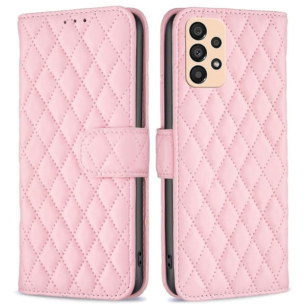 Matt Samsung Galaxy A33 5G fodral med rombmönster - Rosa